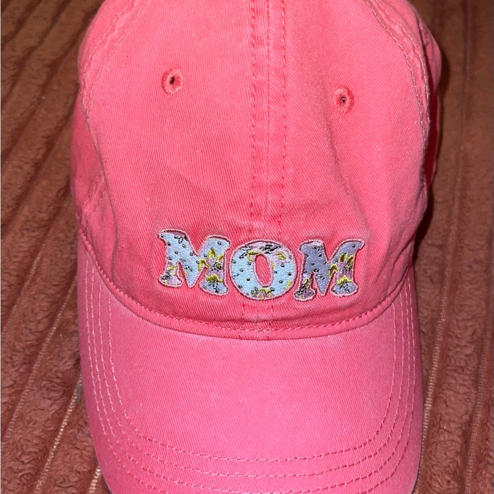 3/$10 Salmon colored 'MOM' Embroidered Cap